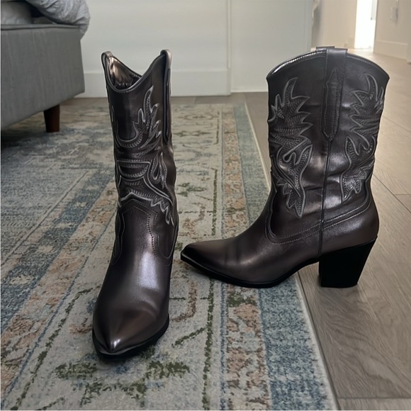 London Rag Silver Dixom Western Cowboy Boots Size 7 - Picture 8 of 13